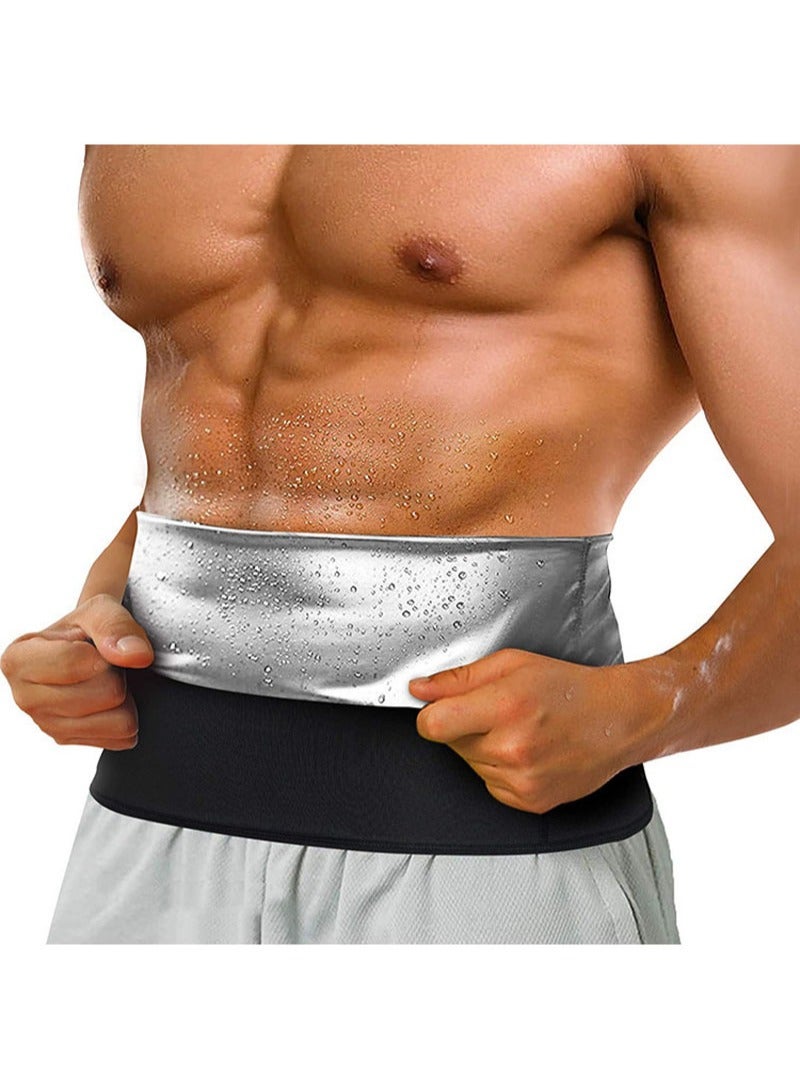 Apustim Men's Waist Shaper for Weight Loss, Abdominal Training，Sweating Workout，Body Shaping，Neoprene-Free Slimming Sauna Belt （Silver） - Image 1