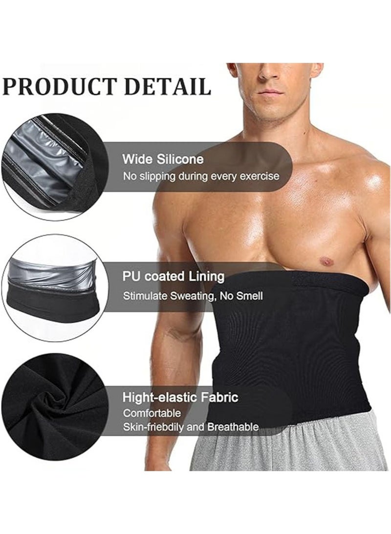 Apustim Men's Waist Shaper for Weight Loss, Abdominal Training，Sweating Workout，Body Shaping，Neoprene-Free Slimming Sauna Belt （Silver） - Image 4
