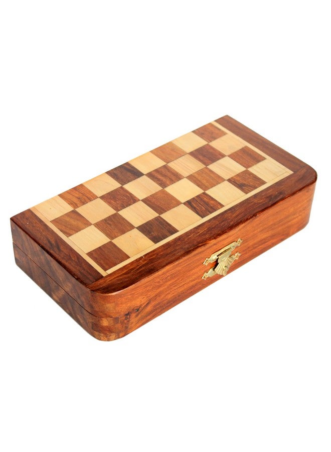 StonKraft StonKraft - 7" X 7" - Wooden Travel Folding Small Chess Game Board Set + Wooden Magnetic Crafted Pieces, Kid, Brown - Image 4