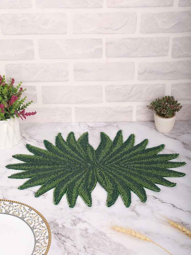 AIVIK Poleyster placemats Beaded Design14 INCH Gulmohar Floral Pattern Best for BedSide TableCenter Table Dining TableShelves Pack of 2 M0028 - Image 3