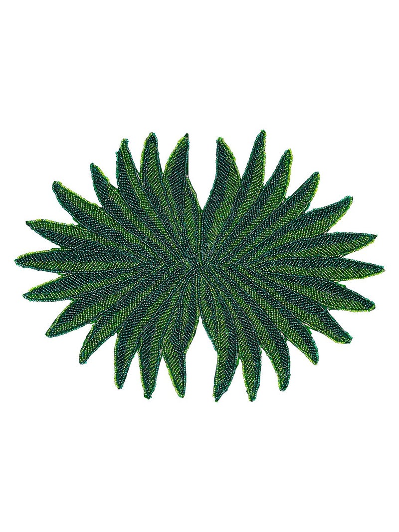 AIVIK Poleyster placemats Beaded Design14 INCH Gulmohar Floral Pattern Best for BedSide TableCenter Table Dining TableShelves Pack of 2 M0028 - Image 4