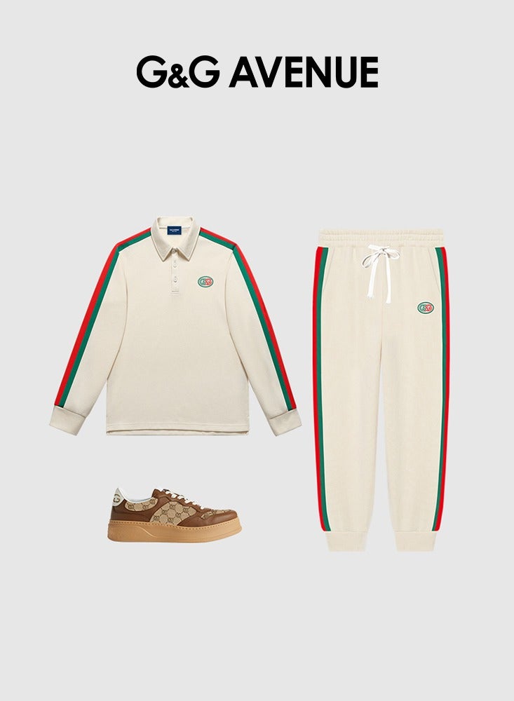 جي آند جي أفينيو الرجال قميص بولو ، قميص الرياضة ، عارضة طوق ، الخريف والشتاء قوس قزح المنسوجة سترة ، لينة ومريحة طويلة الأكمام تي شيرت - Image 2