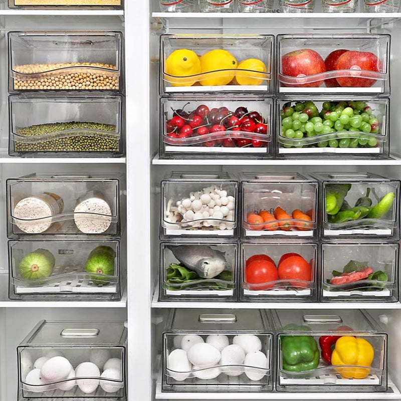 Diskary Fridge Organizer, Stackable Refrigerator Organizer Bins, Reusable Food Storage Containers, Fridge Drawer Organizer in Home Kitchen, Barbecue Shop, Restaurant, BPA-Free (2 Drawers, Large) - Image 4