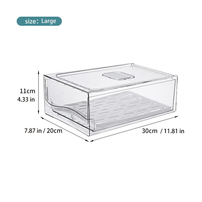 Diskary Fridge Organizer, Stackable Refrigerator Organizer Bins, Reusable Food Storage Containers, Fridge Drawer Organizer in Home Kitchen, Barbecue Shop, Restaurant, BPA-Free (2 Drawers, Large) - Image 2