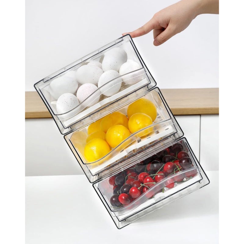 Diskary Fridge Organizer, Stackable Refrigerator Organizer Bins, Reusable Food Storage Containers, Fridge Drawer Organizer in Home Kitchen, Barbecue Shop, Restaurant, BPA-Free (2 Drawers, Large) - Image 5