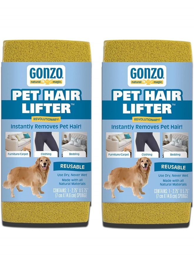 Gonzo Natural Magic Gonzo Pet Hair Remover - 2 Pack - Lift and Remove Dog, Cat and Other Pet Hair from Furniture, Carpet, Bedding and Clothing
