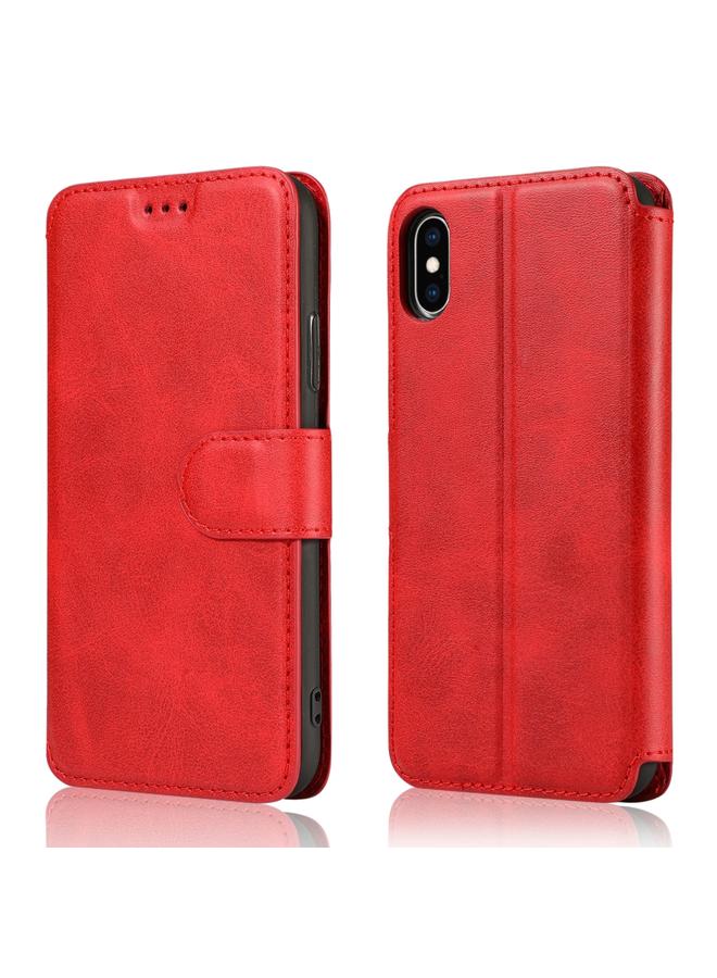 اس-توب جراب لهاتف iPhone XS Max مصنوع من جلد العجل مع مشبك مغناطيسي وغطاء جلدي أفقي قابل للطي مع حامل وفتحات للبطاقات ومحفظة وإطار للصور - Image 1