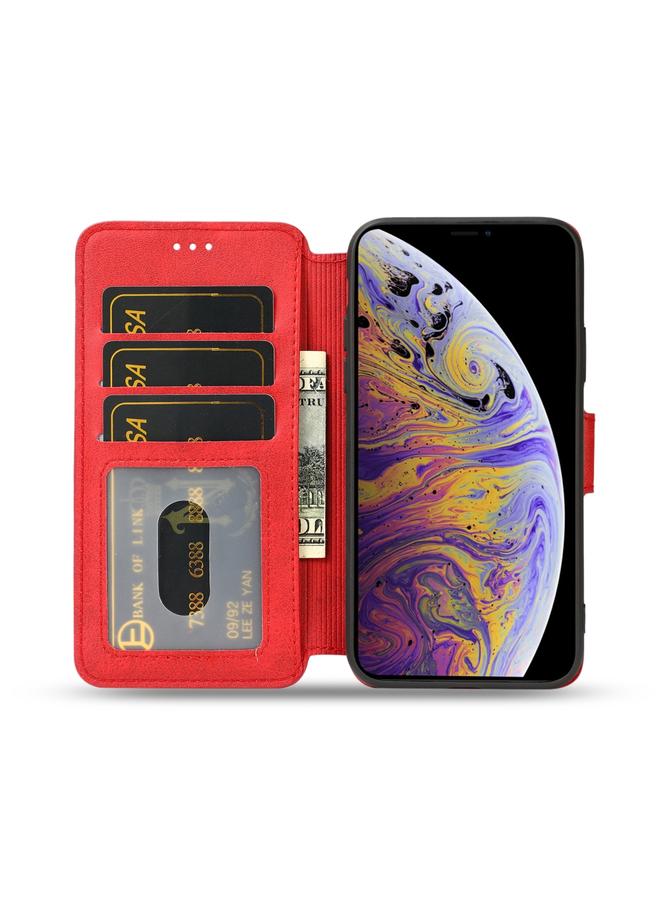 اس-توب جراب لهاتف iPhone XS Max مصنوع من جلد العجل مع مشبك مغناطيسي وغطاء جلدي أفقي قابل للطي مع حامل وفتحات للبطاقات ومحفظة وإطار للصور - Image 4