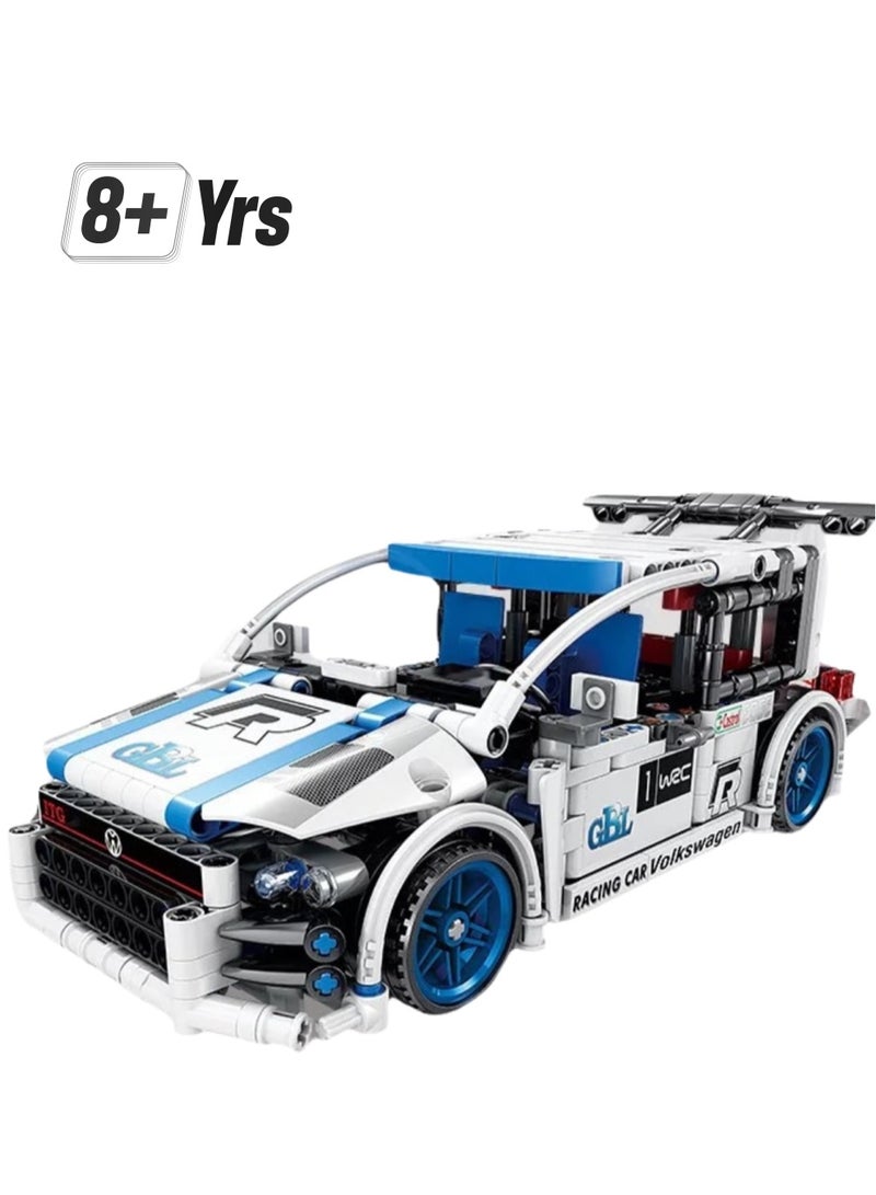 Loquat Children's Educational Toy Small Particles Compatible Building Blocks Racing Car Mechanical Engineer Self-assembly Building Blocks(Blue And White Racing Car 572+Pcs) - Image 1
