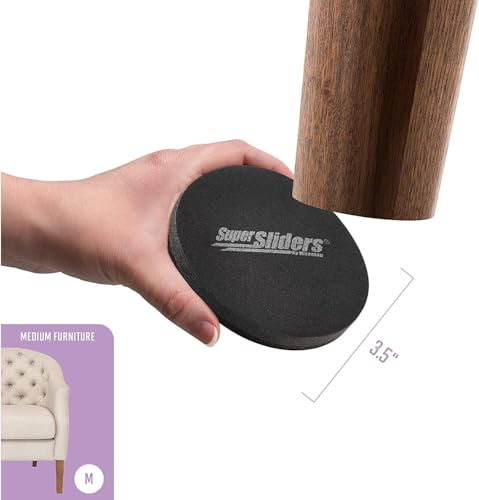 Super Sliders 3-1/2 Inch Round Felt Furniture Sliders for Hardwood Move Items Easily While Protecting Flooring from Scratches, 4 Pacl, Linen (4713495K) - Image 3
