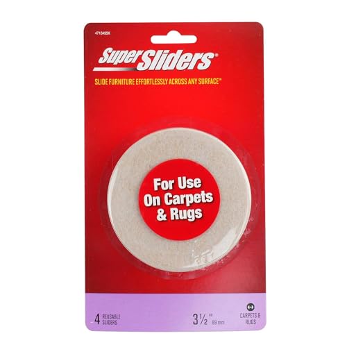 Super Sliders 3-1/2 Inch Round Felt Furniture Sliders for Hardwood Move Items Easily While Protecting Flooring from Scratches, 4 Pacl, Linen (4713495K) - Image 5