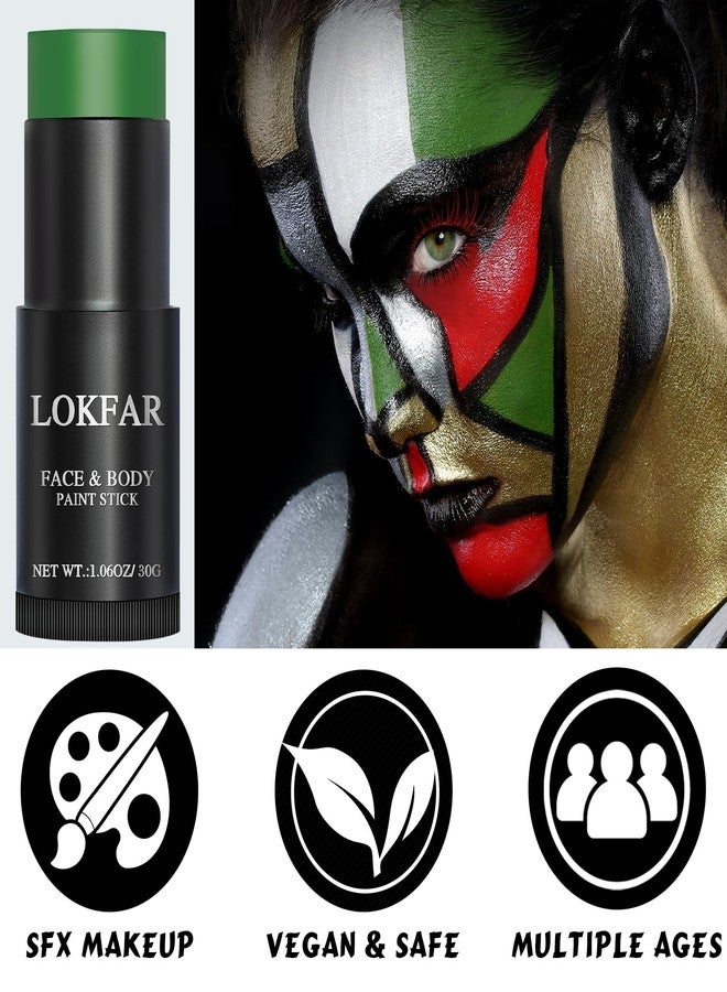 LOKFAR Green Face Body Paint Stick, Football Baseball Eye Black Stick, Waterproof Full-Coverage Green Face Makeup for Halloween Witch Alien Camo Frankenstein Cosplay Makeup - Image 3