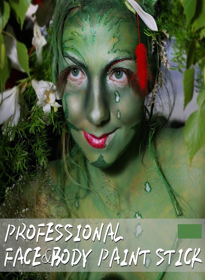LOKFAR Green Face Body Paint Stick, Football Baseball Eye Black Stick, Waterproof Full-Coverage Green Face Makeup for Halloween Witch Alien Camo Frankenstein Cosplay Makeup - Image 2