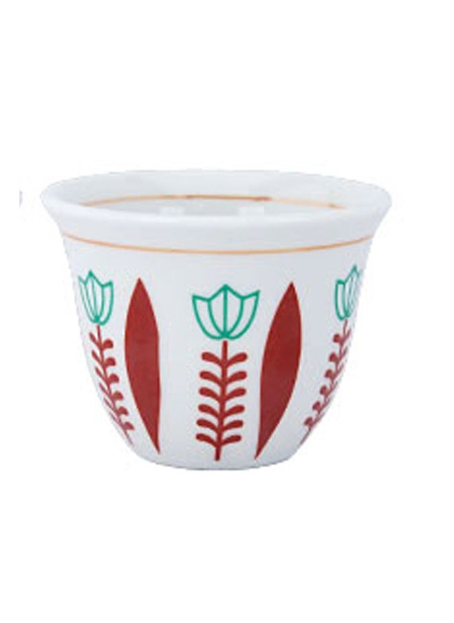 Badraig - 12-Piece Cawa Cups Sip in Style with White and Red Floral Design 60Ml | 90 ML / 120 ML - Image 1