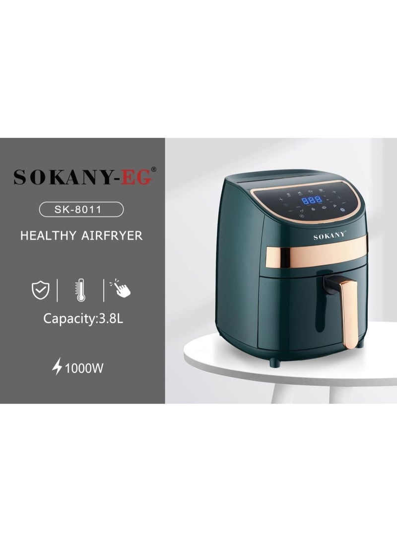 سوكاني قلاية بدون زيت سوكاني، 3.8 لتر، اسود وذهبي - Image 3