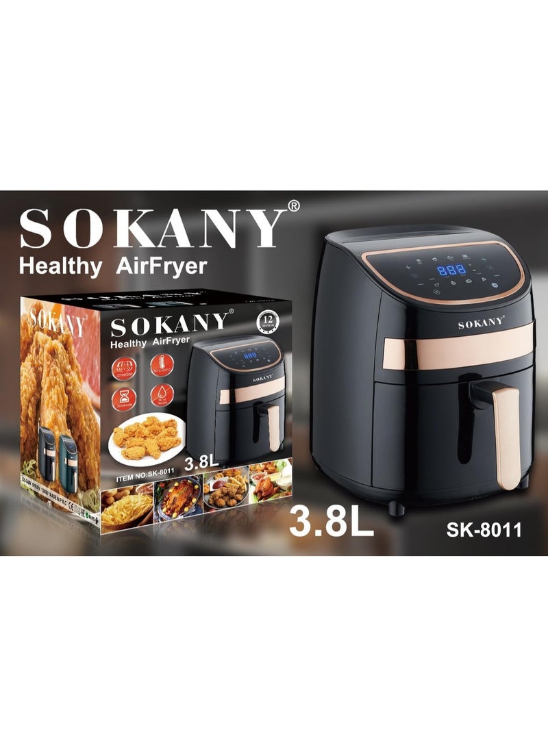 سوكاني قلاية بدون زيت سوكاني، 3.8 لتر، اسود وذهبي - Image 4