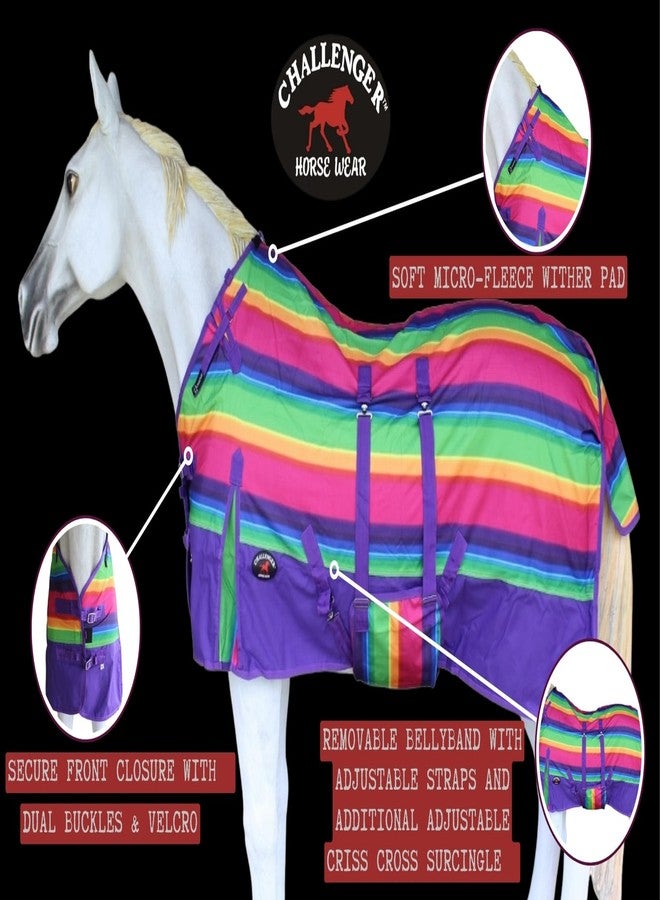 CHALLENGER 64" 1200D Turnout Lightweight Bellyband Rain Horse Winter Blanket Sheet 390B - Image 4