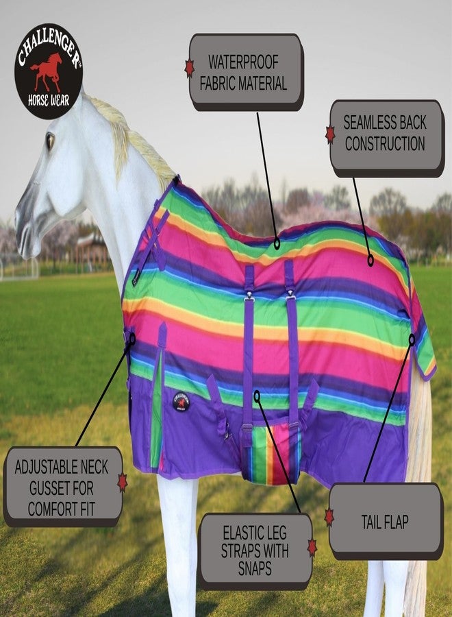 CHALLENGER 64" 1200D Turnout Lightweight Bellyband Rain Horse Winter Blanket Sheet 390B - Image 3