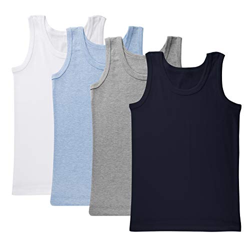 Brix Boys’ Undershirt Tank Top – 100% Cotton 4-Pack Sleeveless Super Soft Tees. - Image 1