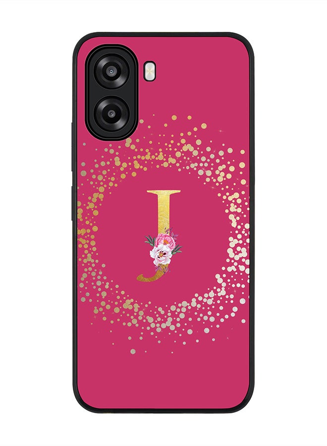 Stylizedd For Oppo A6x 5G / A6x 4G Case,Slim fit Camera Protection, Shockproof Thin Phone cover  - Custom Monogram Floral - J ( Deep Pink ) - Image 1