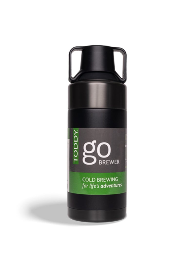 تودي ماكينة صنع القهوة والشاي الباردة من Go Brewer-Travel I ذات جدران مزدوجة ومعزولة بالفراغ، محمولة 25 أونصة، أسود - Image 1
