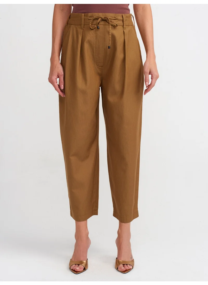 ديلفين 71307 Lace-Up Pleated Trousers-Tan
