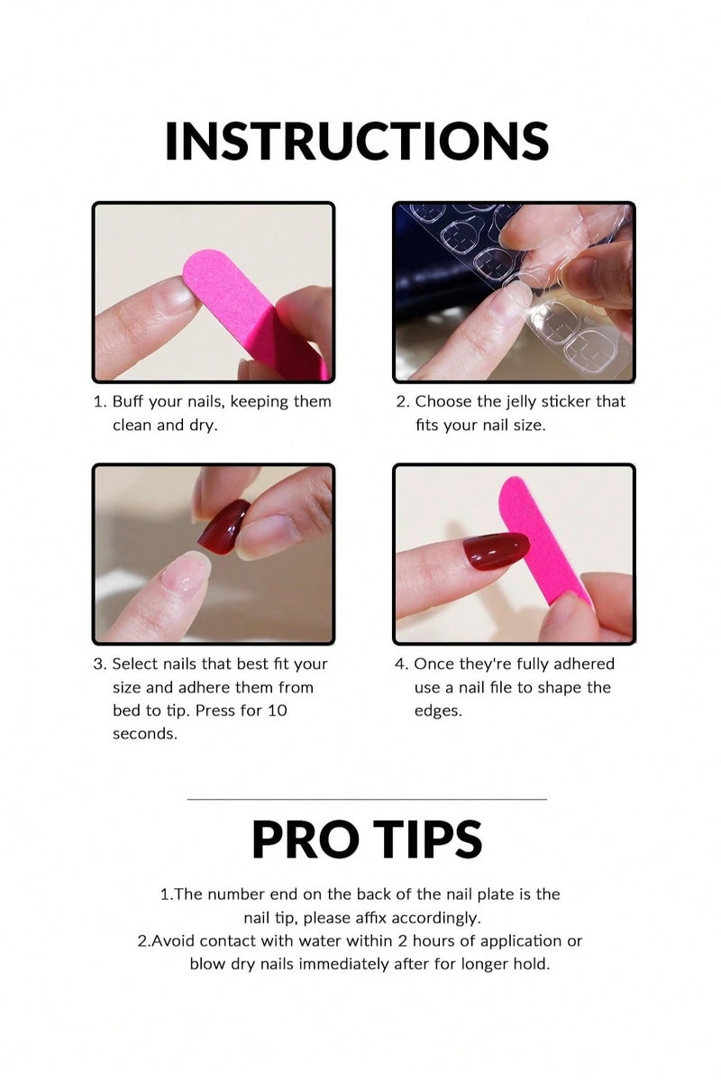 Long French fake nails in almond shape. The box contains 24 nails with a nail file and glue. - Image 3