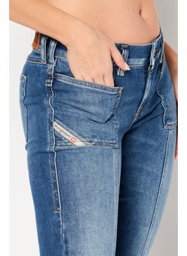 DIESEL Women Super Skinny Fit Wash Non-Stretchable Denim, Blue  - Image 4