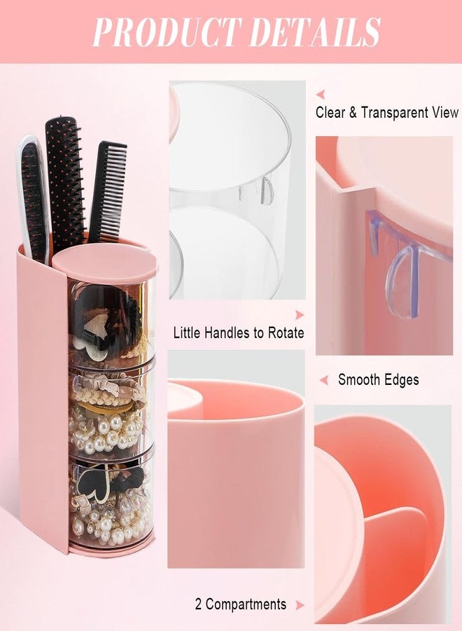 MAYCREATE® Dresser Organizer, 3-Tier Makeup Accessories Hair Clips Storage Case, Clear Swivel Compartments Design, Cosmetic Organizer Makeup Brush Holder - Image 3
