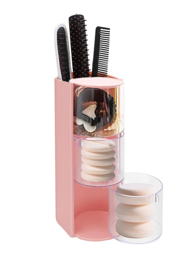 MAYCREATE® Dresser Organizer, 3-Tier Makeup Accessories Hair Clips Storage Case, Clear Swivel Compartments Design, Cosmetic Organizer Makeup Brush Holder - Image 1