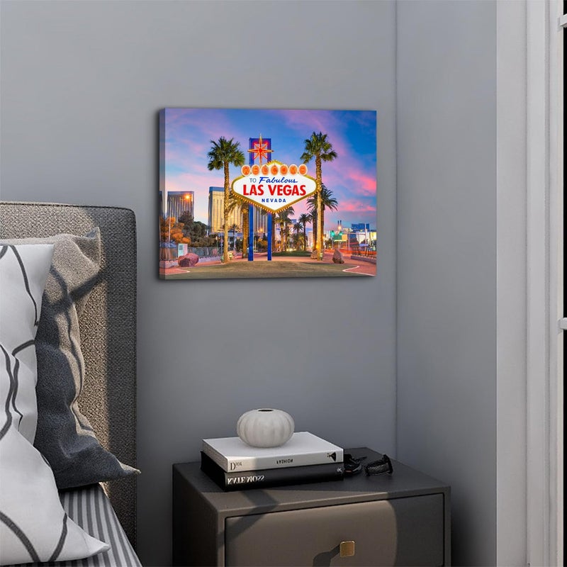 YOOOAHU Las Vegas Welcome Sign Canvas Wall Art - Image 5