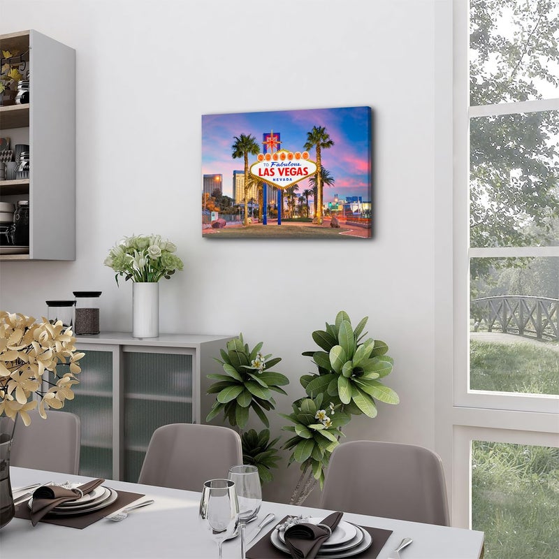 YOOOAHU Las Vegas Welcome Sign Canvas Wall Art - Image 4