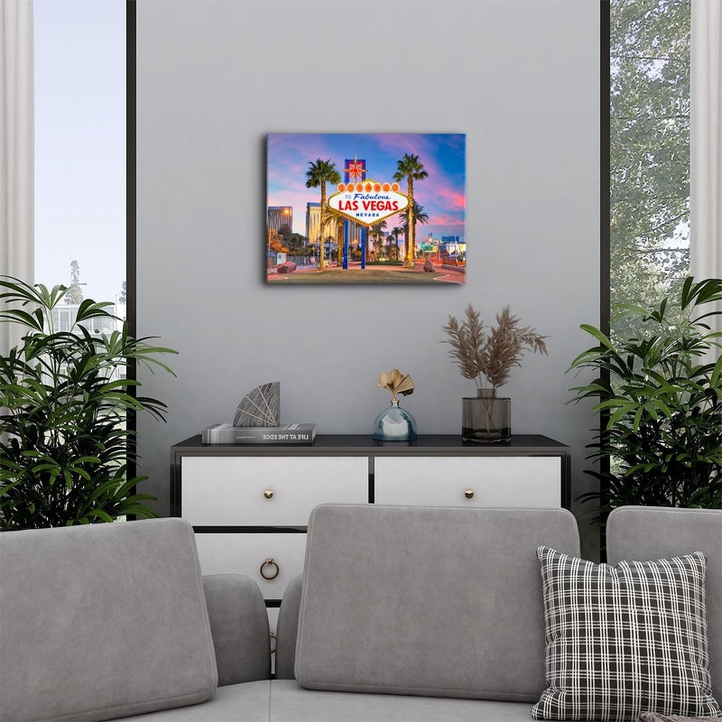YOOOAHU Las Vegas Welcome Sign Canvas Wall Art - Image 2