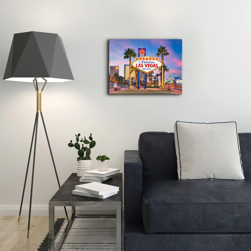 YOOOAHU Las Vegas Welcome Sign Canvas Wall Art - Image 3