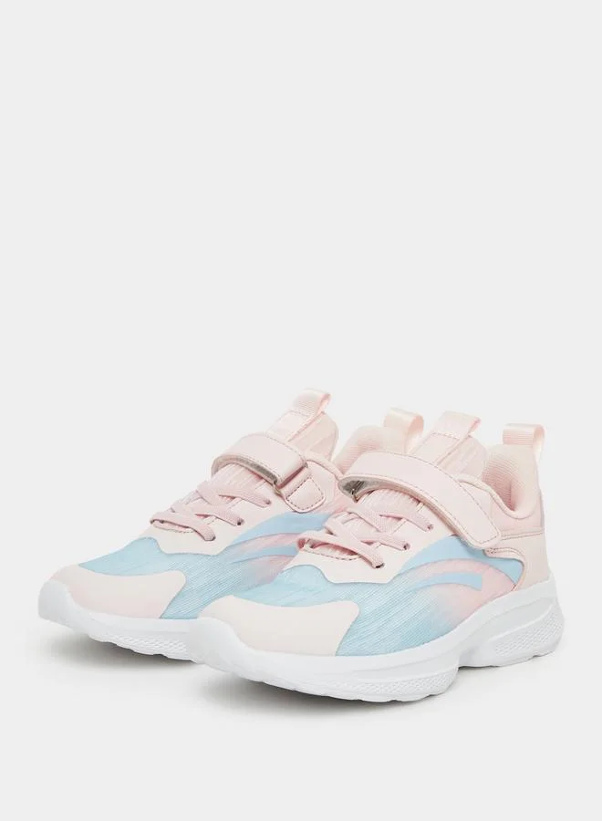 ستايلي Styli Girls Textured Sneakers with Hook and Loop