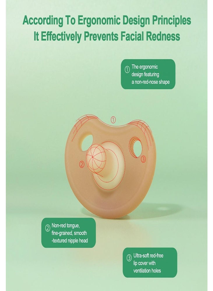 DMG TECH Baby Pacifiers (2-Piece Set) - Ultra-Light Silicone Soother for 0-6Months, 1 Round Head and 1 Flat Head for Day/Night Use, BPA-Free, Orthodontic Dummy with Storage Case - Image 2