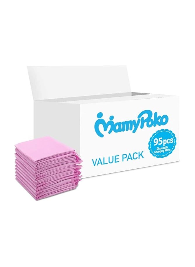 MamyPoko Disposable Changing Mats, 95 Counts, Soft Waterproof Mat, Portable Leak Proof Changing Mat, New Mom Leak-Proof Under pad, Mattress Table Protector Pad  - Image 1