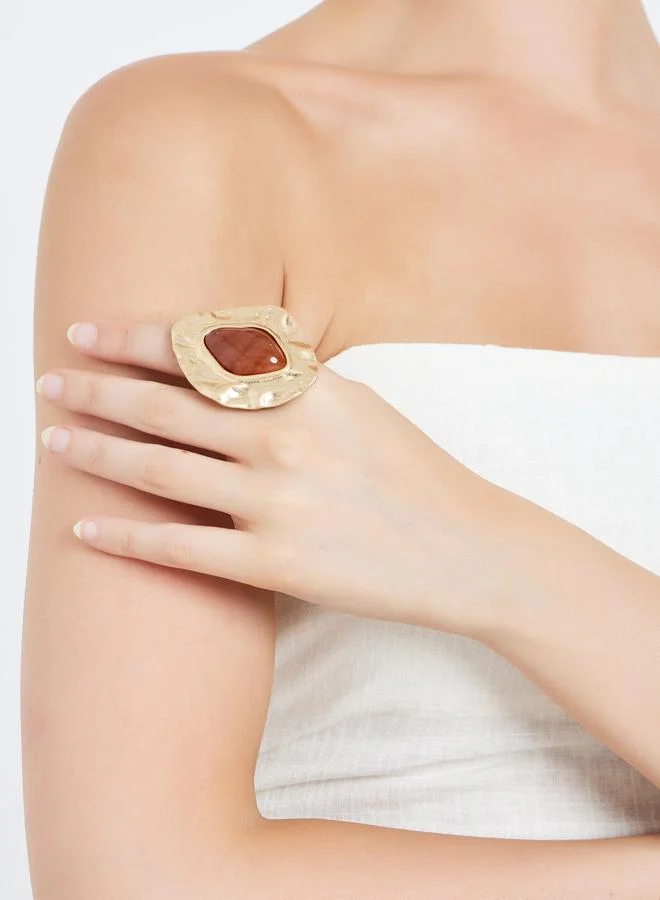 Statement Ring with Amber Stone
