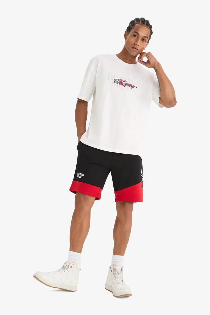 ديفاكتو DeFactoFit NBA Chicago Bulls Standard Fit Shorts