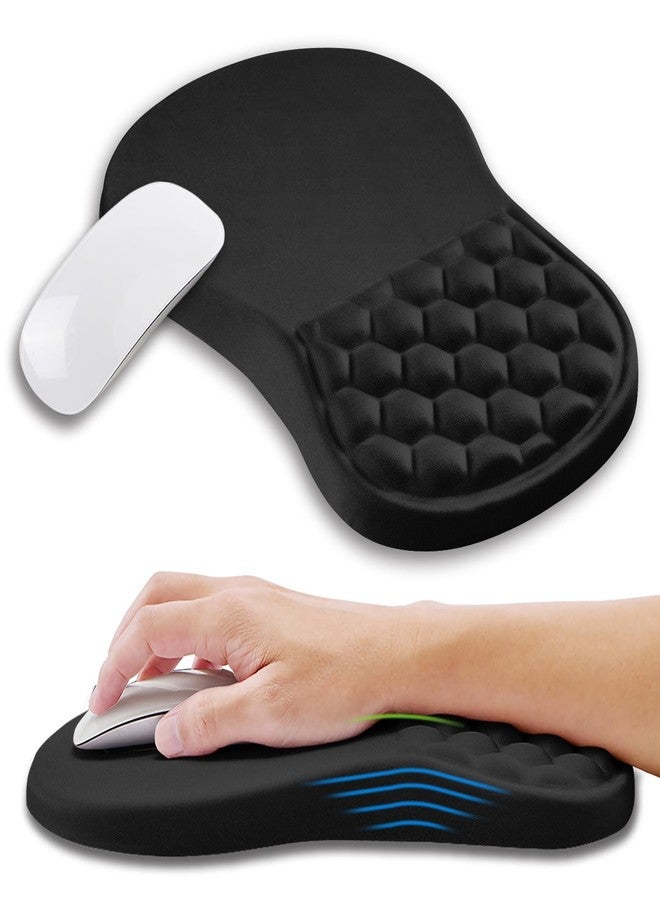 Kuosgm Ergonomic Mouse Pad Wrist Support with Memory Foam Massage Bulge, Carpal Tunnel Pain Relief Mousepad Wrist Rest for Mouse(12x8 inch, Black) - Image 1