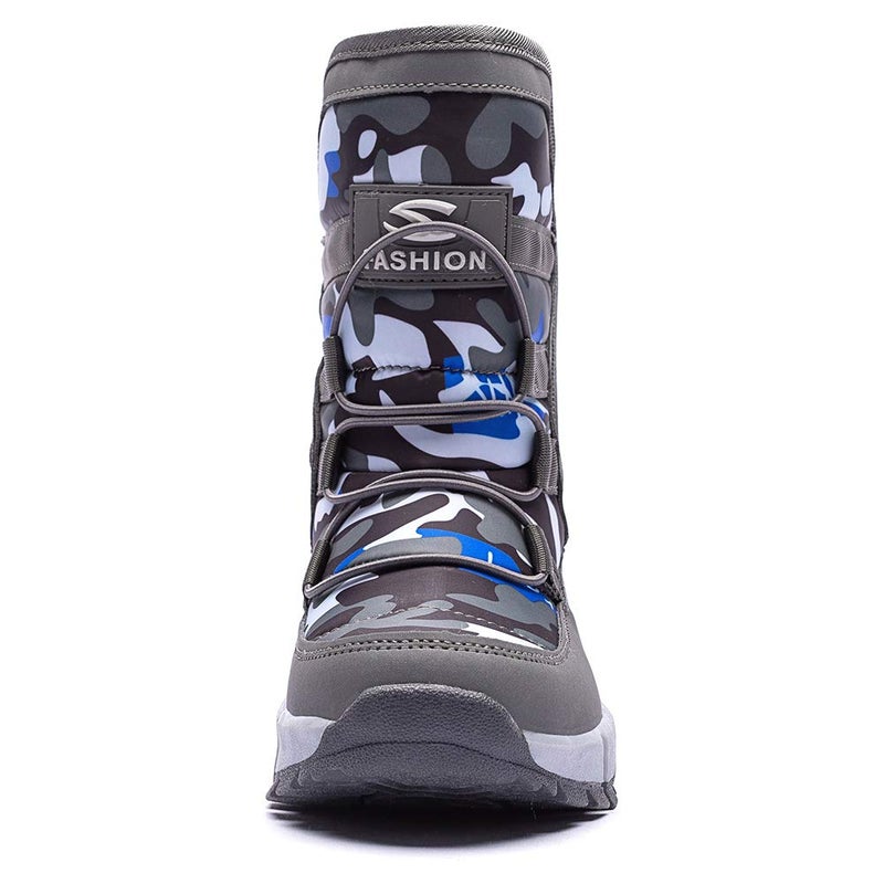 BODATU Boys Girls Snow Boots Outdoor Waterproof Winter Kids Shoes Big Kid 5.5, Grey - Image 2