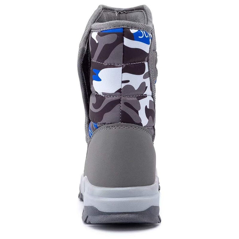 BODATU Boys Girls Snow Boots Outdoor Waterproof Winter Kids Shoes Big Kid 5.5, Grey - Image 4