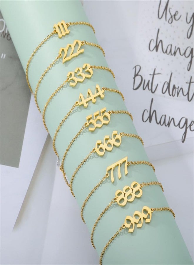 OAKKY Angel Numbers Bracelets for Women Minimalist Stainless Steel Adjustable Chain Bracelet Gold 888 - Image 3
