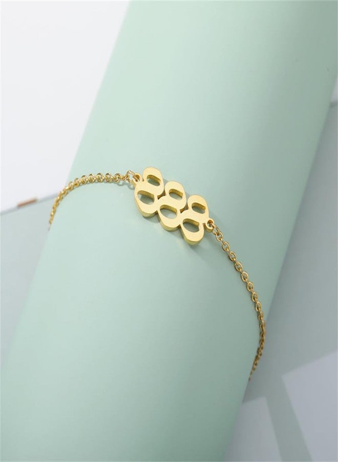 OAKKY Angel Numbers Bracelets for Women Minimalist Stainless Steel Adjustable Chain Bracelet Gold 888 - Image 2