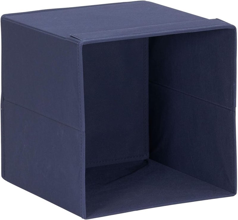 Household Essentials 87-1 Foldable Fabric Storage Bins | Set of 6 Cubby Cubes with Flap Handle, Navy Blue - Image 4