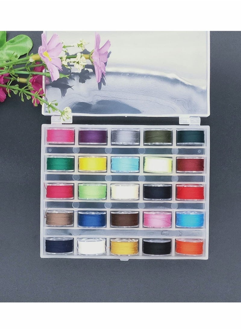 Empty Bobbin, Plastic Spool with Housing, Sewing Machine Storage Box for Accessories (25 Pieces)