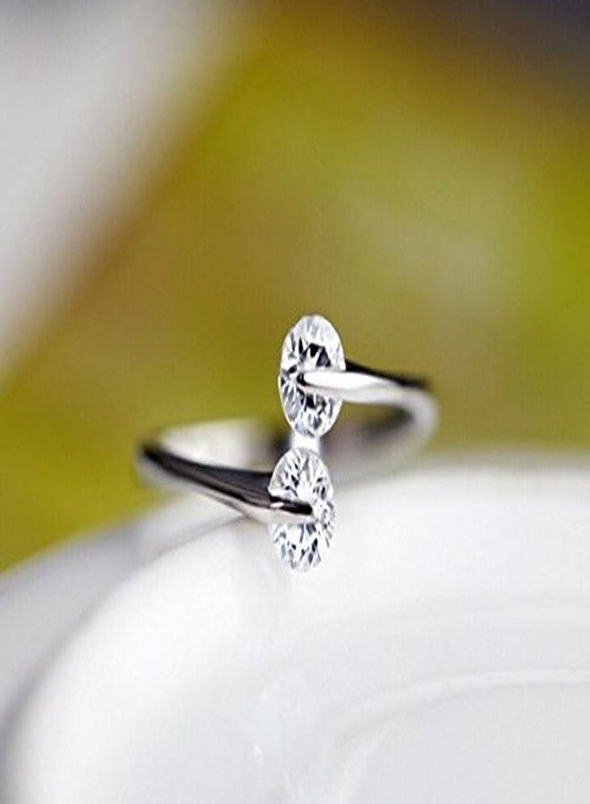 Karatcart Gemstone Alloy Ring For Women's (Silver) - Adjustable - Image 2