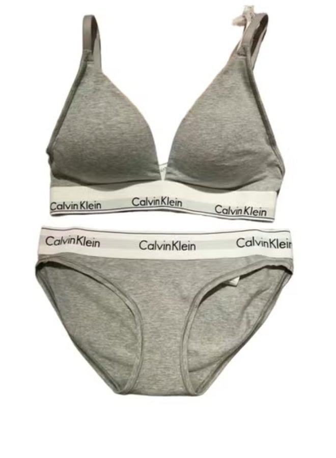 سي كيه برودكتس طقم ملابس داخلية نسائية من كالفن كلاين، رمادي، مقاس L - Image 2