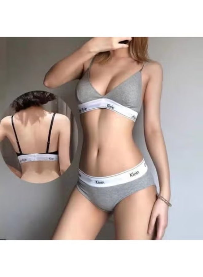 سي كيه برودكتس طقم ملابس داخلية نسائية من كالفن كلاين، رمادي، مقاس L - Image 1