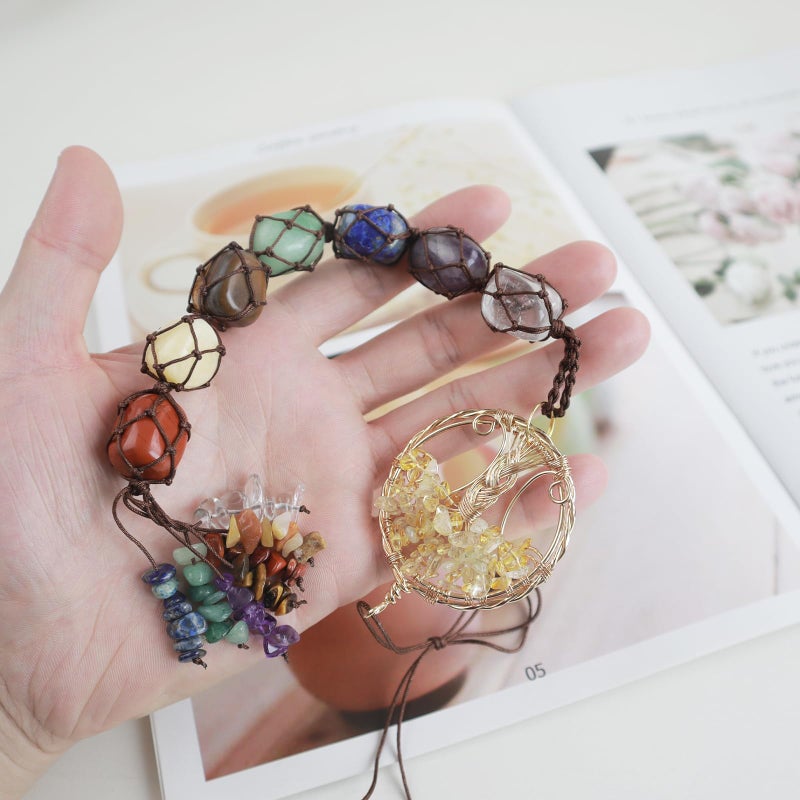 Nicestone Gemstones Healing Feng Shui Crystals Window Car Decorations Hanging Ornament for Home Decor Party Decor(Tree-Citrine) - Image 4